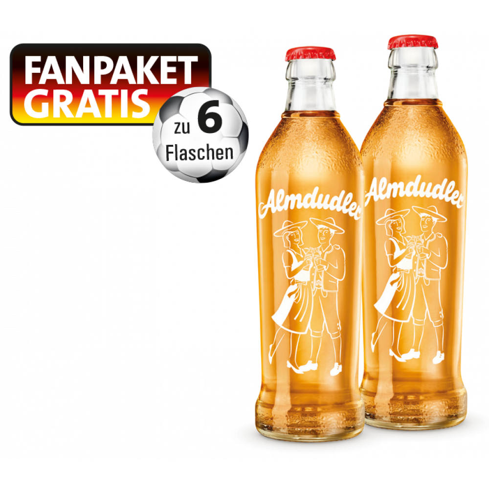 Almdudler Kräuterlimonade + beim Kauf von 6 Flaschen 1x Gratis Fanpaket
