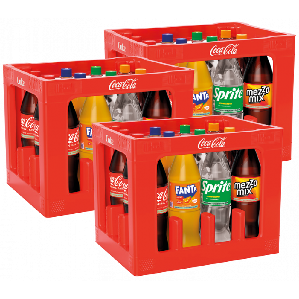 Coca Cola, Fanta, Mezzo Mix, Sprite - 3 Kästen