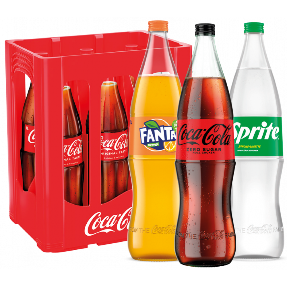 Coca-Cola, Fanta, Mezzo Mix, Sprite Glas