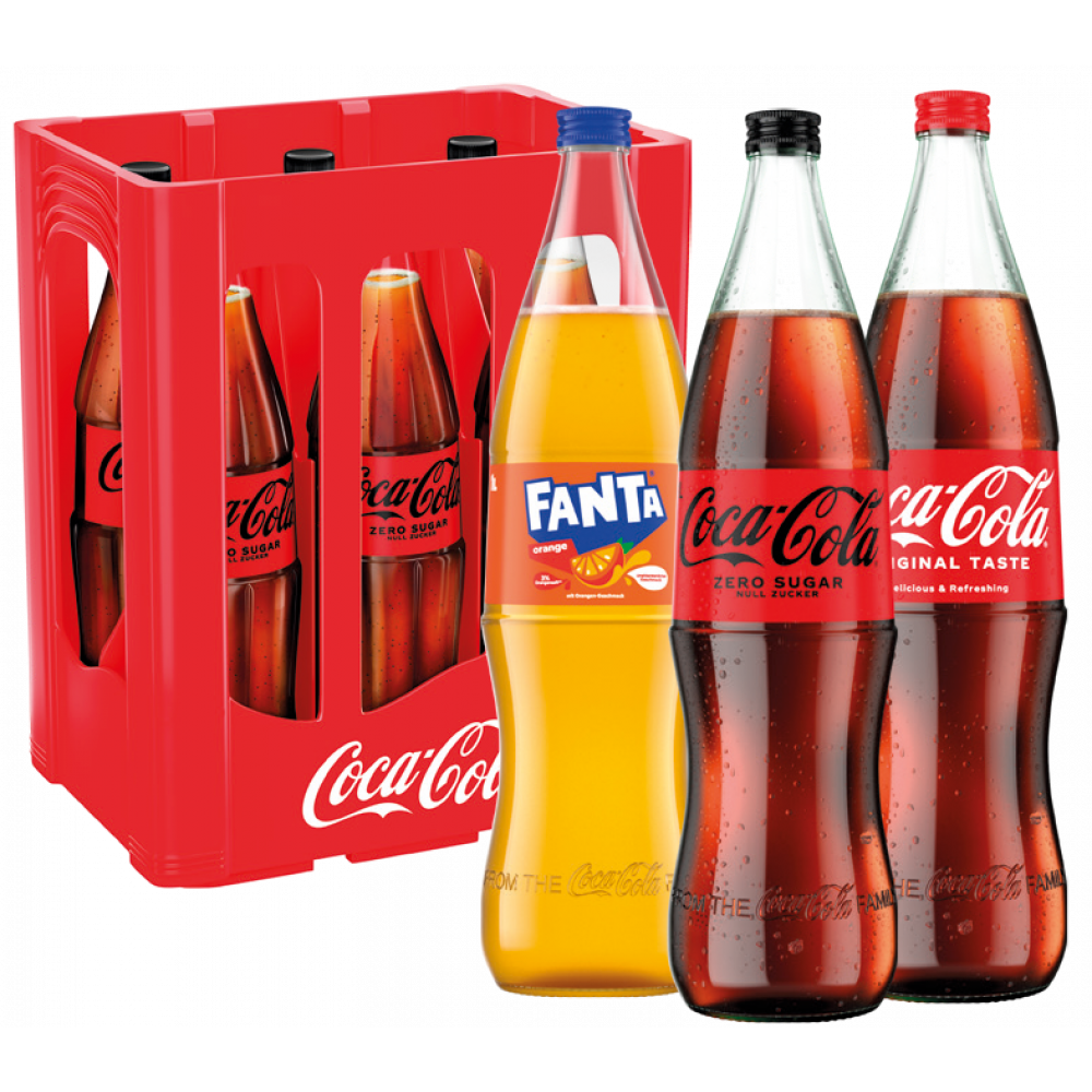 Coca Cola, Fanta, Mezzo Mix, Sprite Glas