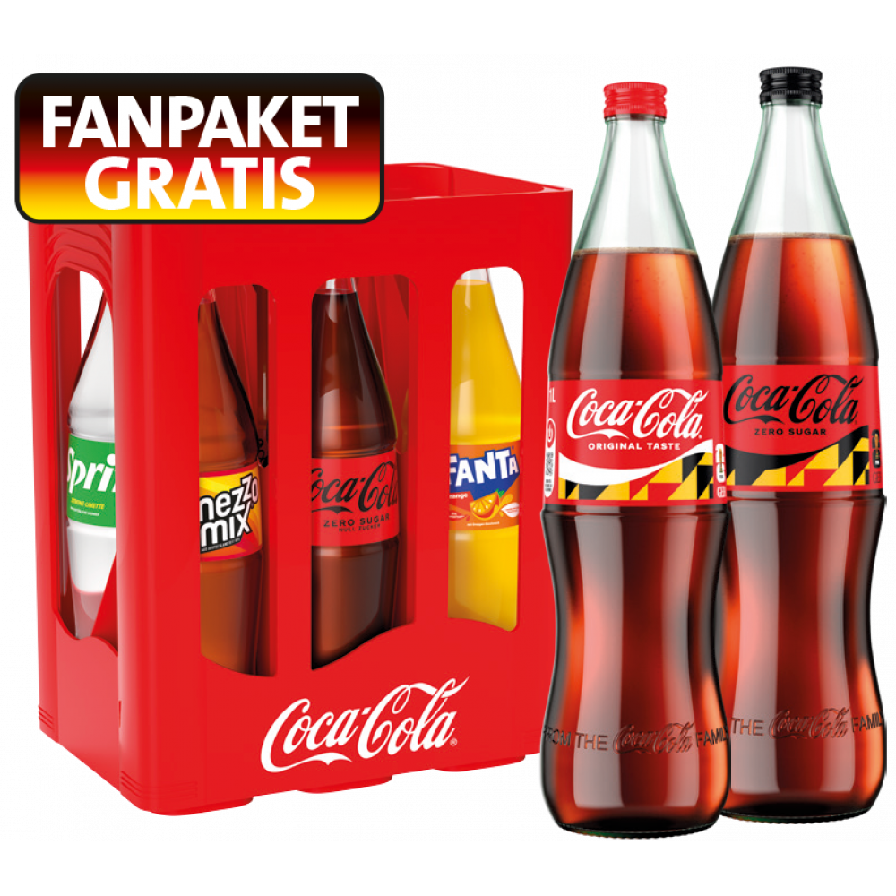 Coca Cola, Fanta, Mezzo Mix, Sprite + Gratis 1x Fanpaket