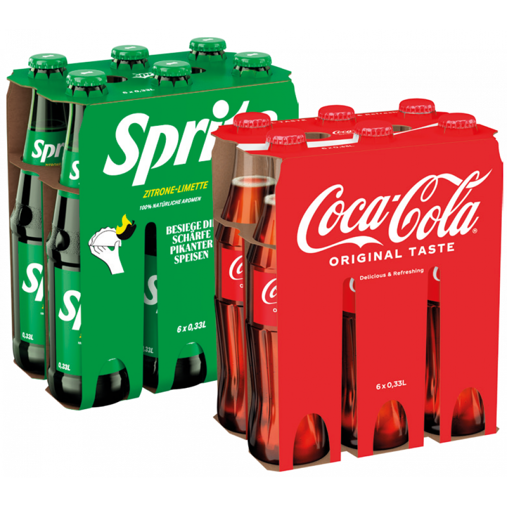 Coca Cola, Fanta, Mezzo Mix, Sprite Glas