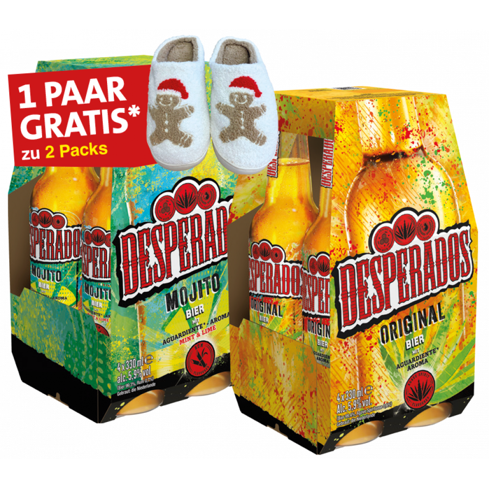 Desperados + Weihnachtspuschen zu 2x 4er Pack´s