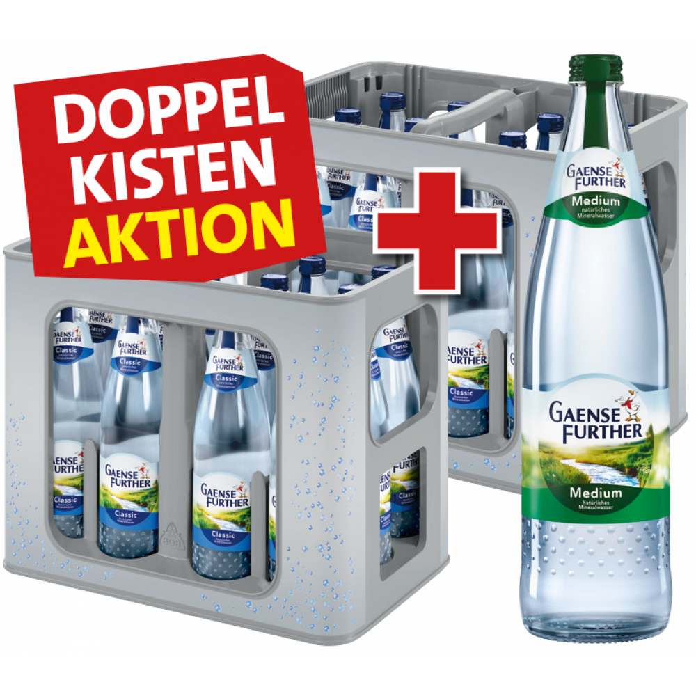 Doppelkistenaktion: Gaensefurther Schloss Quelle Mineralwasser Glas
