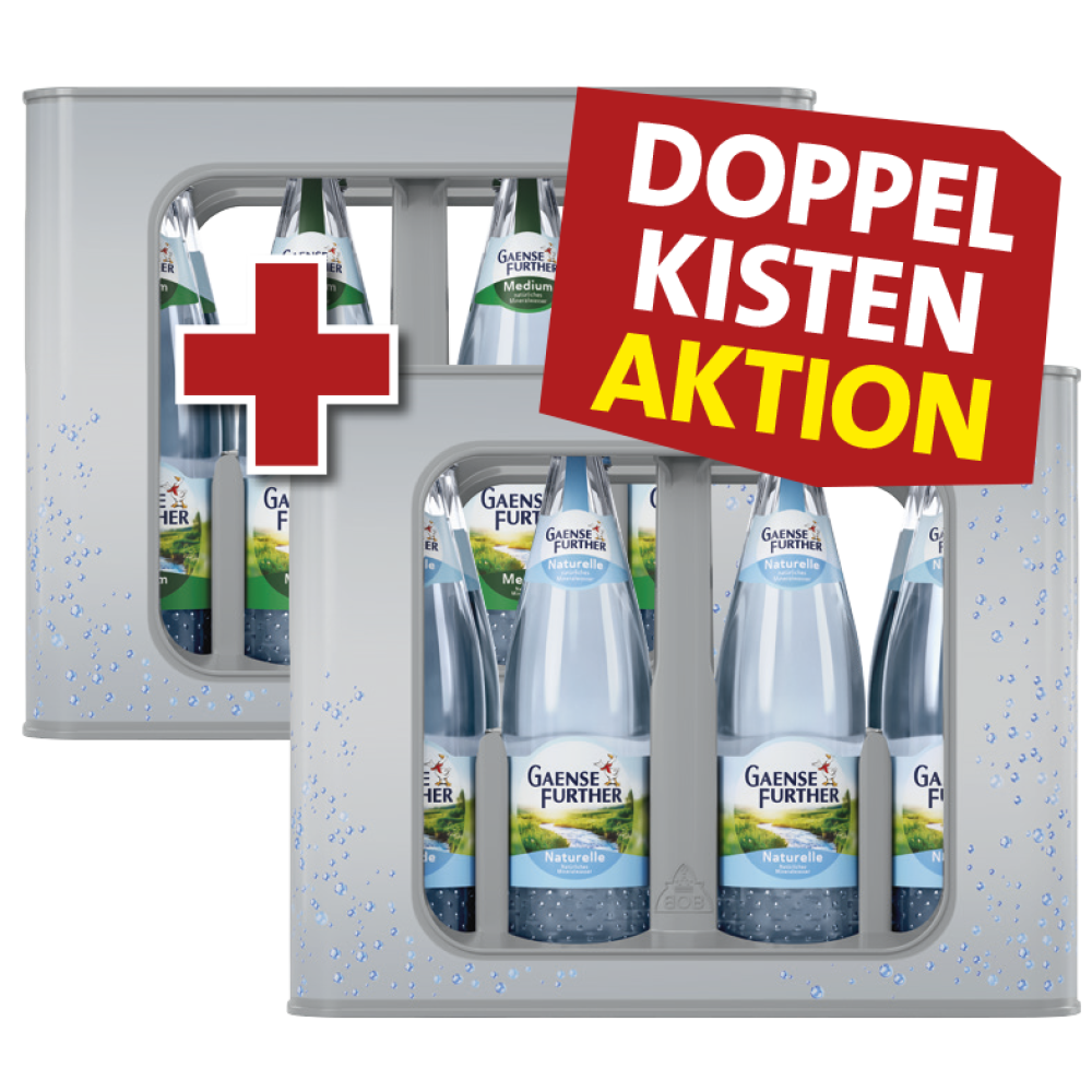 Doppelkistenaktion: Gaensefurther Mineralwasser Glas