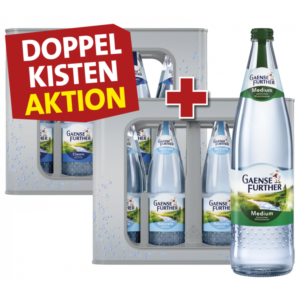 Doppelkistenaktion: Gaensefurther Mineralwasser Glas