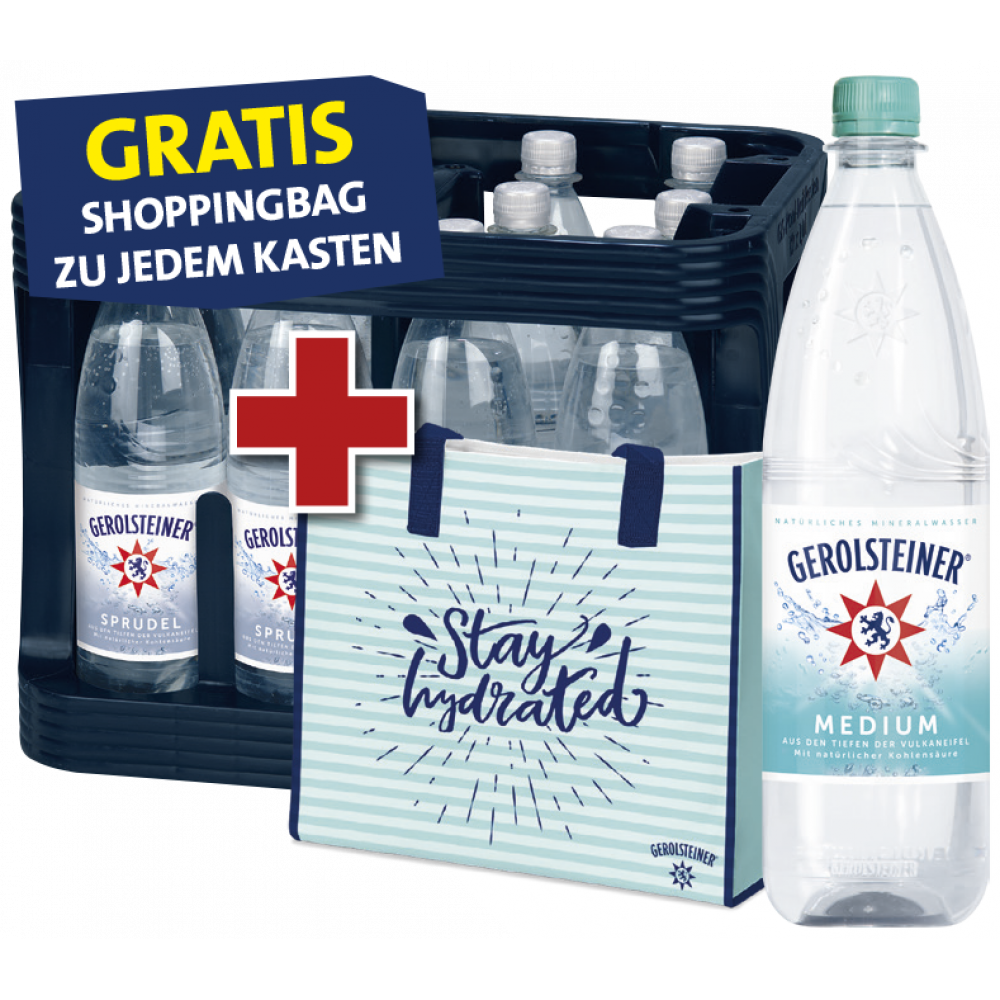 Gerolsteiner Mineralwasser + Gratis Shoppingbag zu jedem Kasten