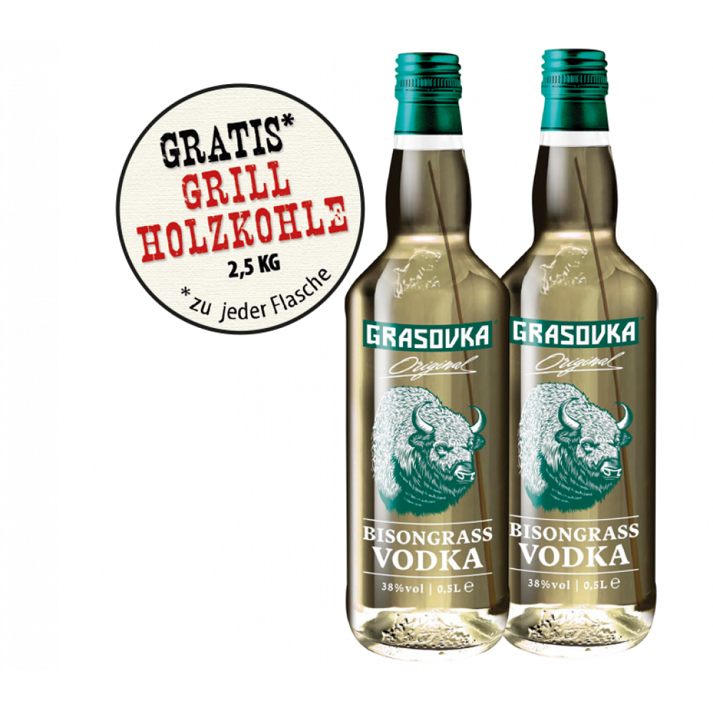 Grasovka polnischer Vodka + Gratis 1x Grillholzkohle