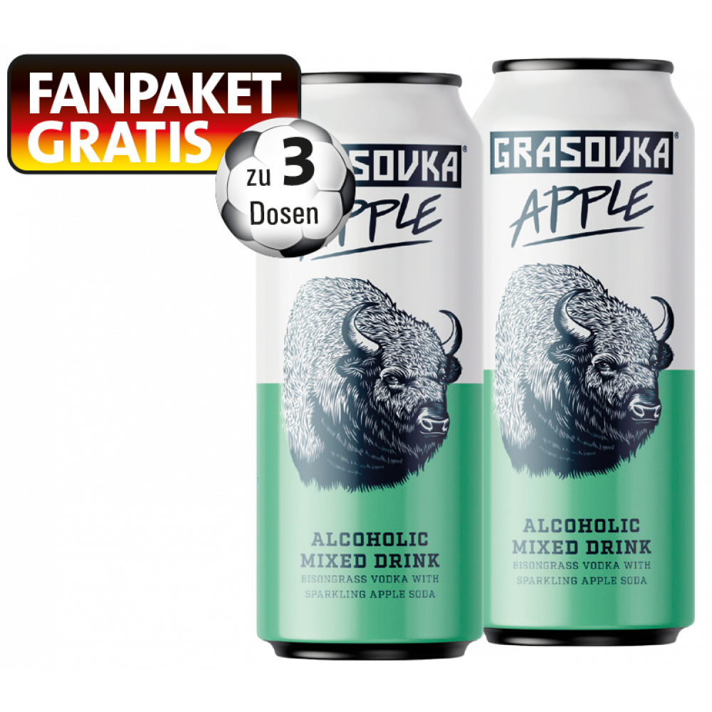 Grasovka Apple Dose + beim Kauf von 3 Dosen 1x Gratis Fanpaket