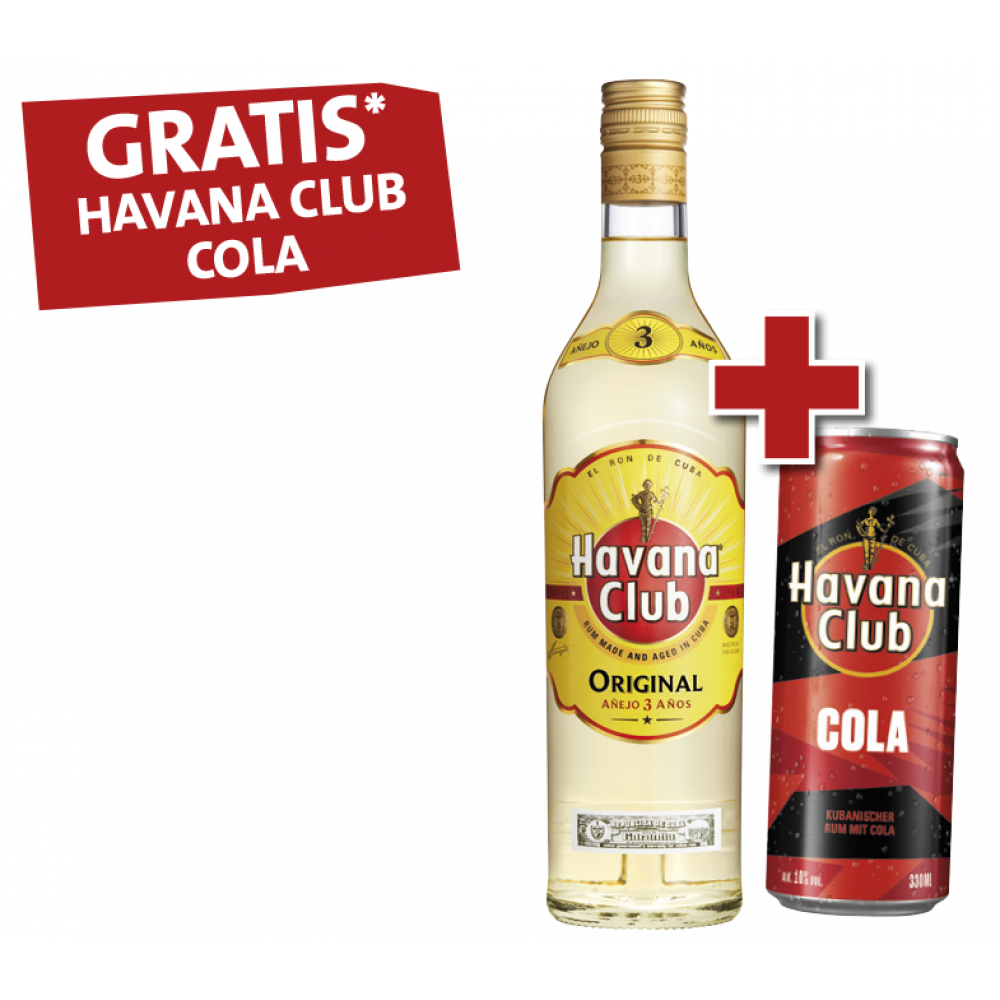 Havana Club 3 Jahre + Gratis 1 Dose Havana Club Cola