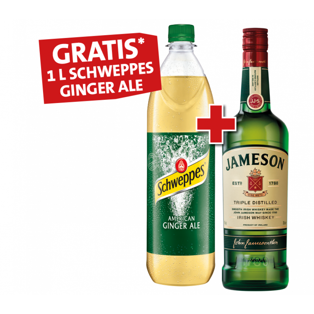 Jameson Whiskey + Gratis 1Fl. Schweppes Ginger Ale 1,0l