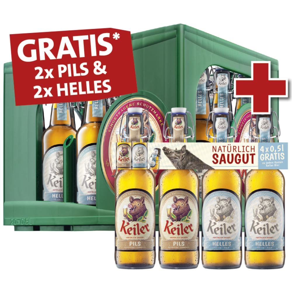 Keiler Helles + Gratiszugabe 2x Pils & 2x Helles
