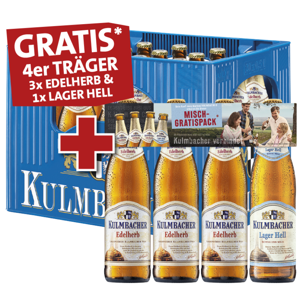 Kulmbacher Edelherb + Gratis 4er Träger: 3x Pils & 1x Hell