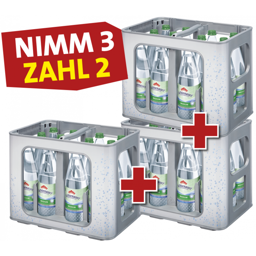 Lichtenauer Mineralwasser Glas - Nimm 3 Zahl 2