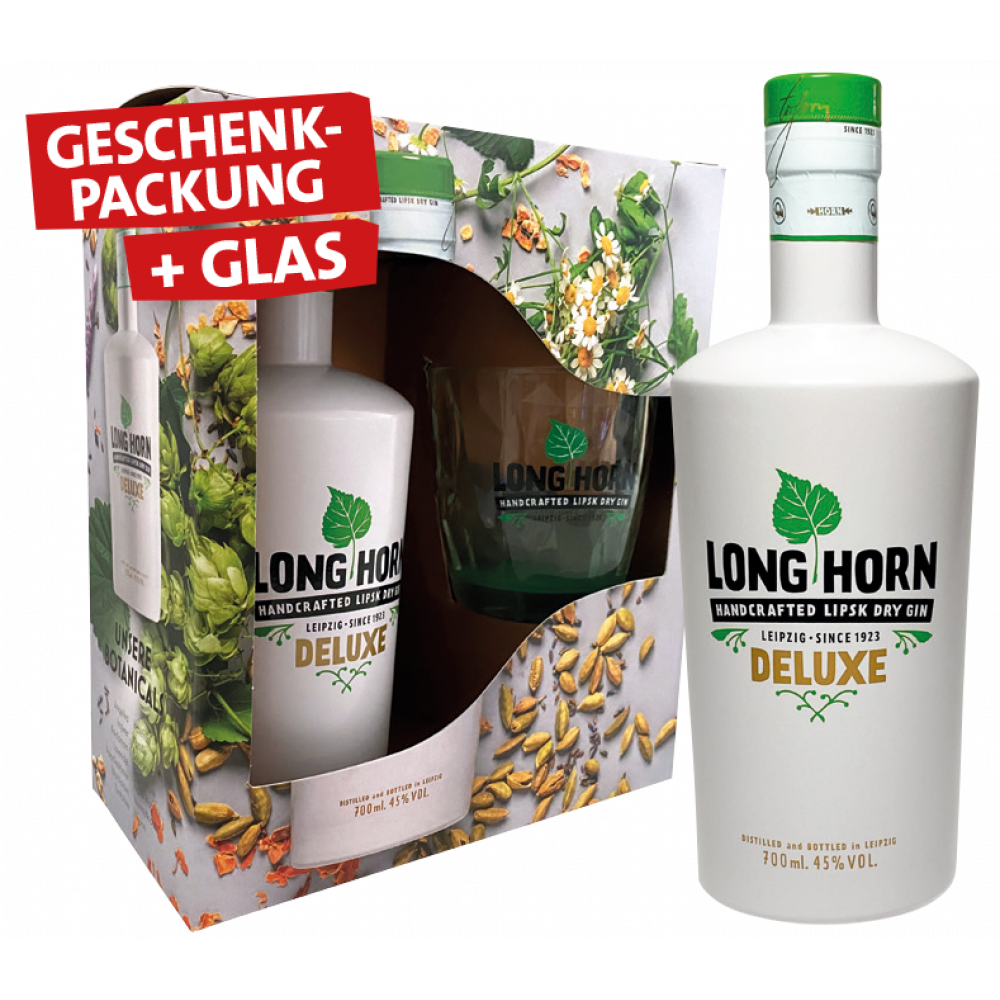 Long Horn Deluxe Lipsk Dry Gin + Gratis 1x Glas
