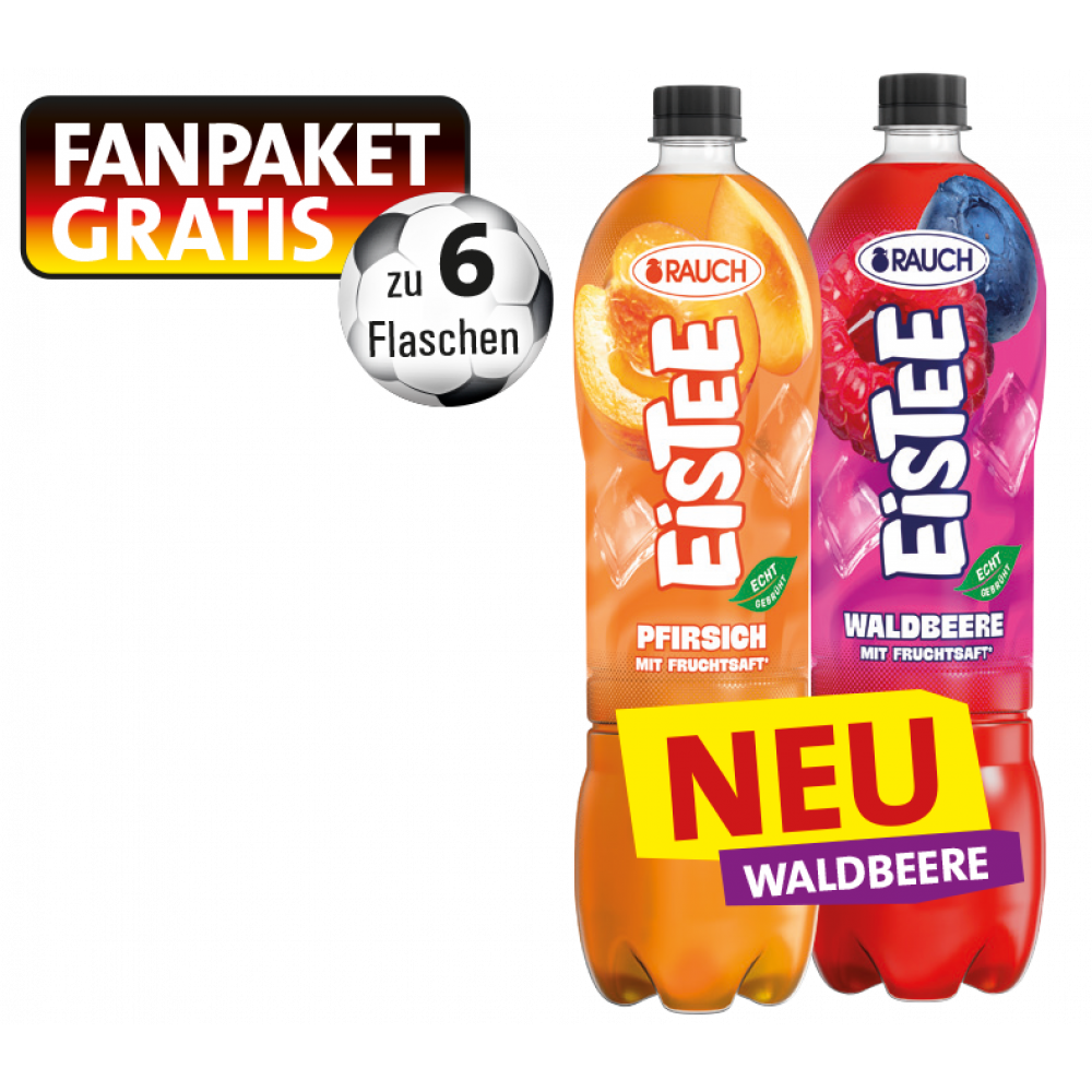 Rauch Eistee + beim Kauf von 6 Flaschen 1x Gratis Fanpaket
