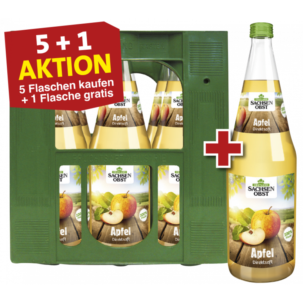 Sachsenobst Apfelsaft - 5 Flaschen kaufen + 1 Flasche Gratis