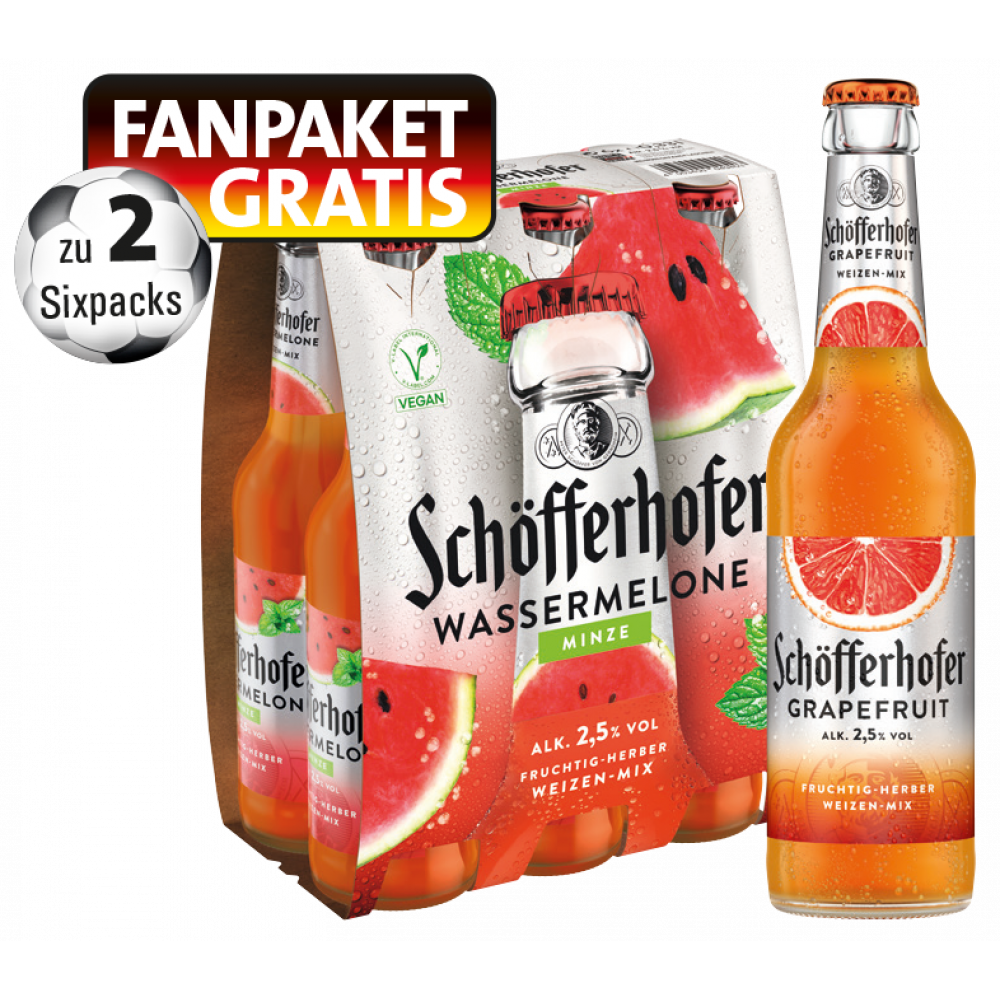Schöfferhofer Weizen-Mix + beim Kauf von 2 Sixpacks 1x Gratis Fanpaket