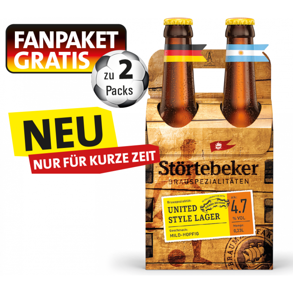 Neu: Störtebeker United Style Lager + beim Kauf von 2 Packs 1x Gratis Fanpaket