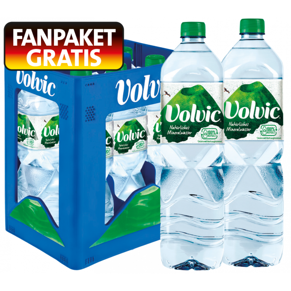 Volvic Mineralwasser Naturelle + Gratis 1x Fanpaket