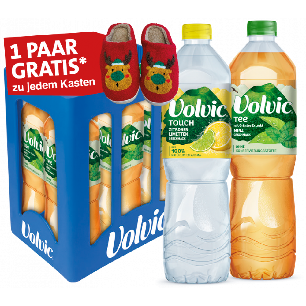 Volvic Tee & Touch + Weihnachtspuschen zu jedem Kasten