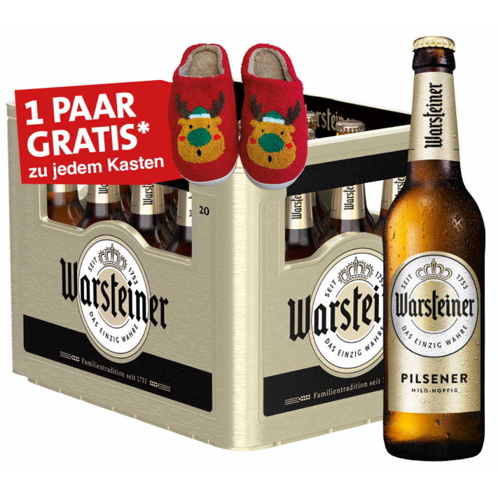 Warsteiner Premium Pilsener + Weihnachtspuschen zu jedem Kasten