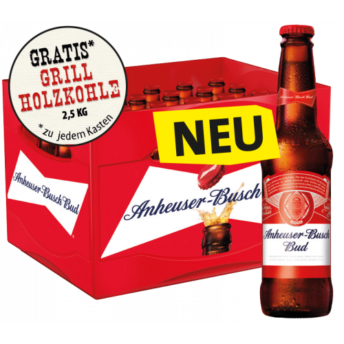 Neu: Anheuser Busch Bud + Gratis 1x Grillholzkohle