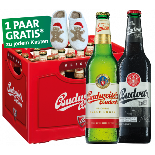 Budweiser + Weihnachtspuschen zu jedem Kasten