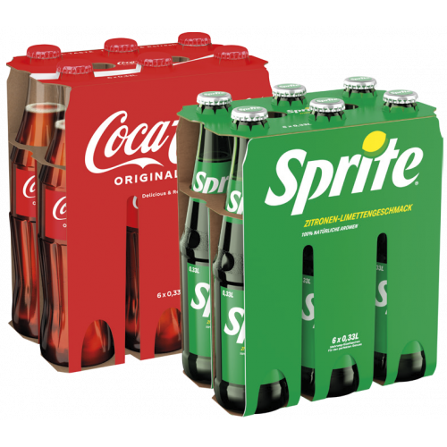 Coca Cola, Fanta, Mezzo Mix, Sprite Glas
