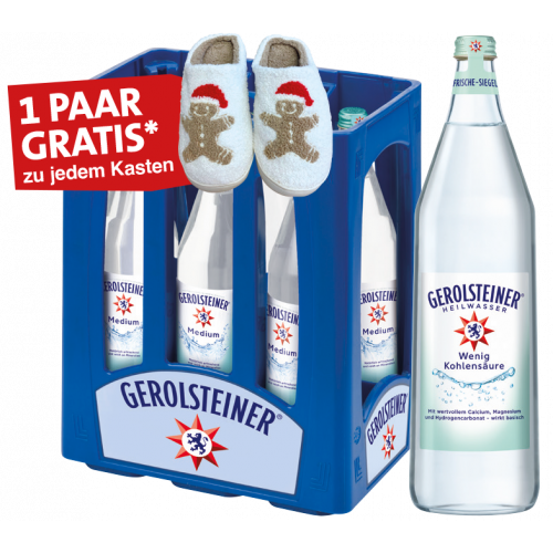 Gerolsteiner Mineralwasser Glas + Weihnachtspuschen zu jedem Kasten