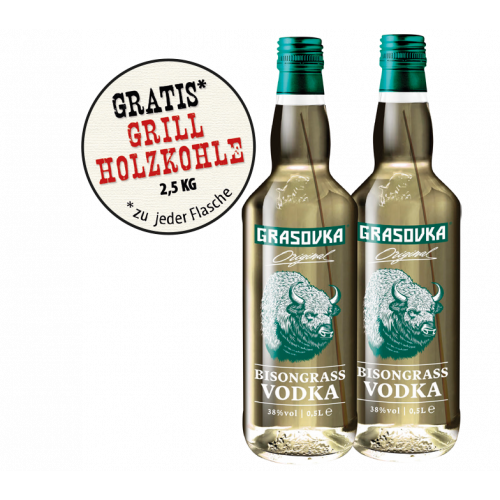 Grasovka polnischer Vodka + Gratis 1x Grillholzkohle