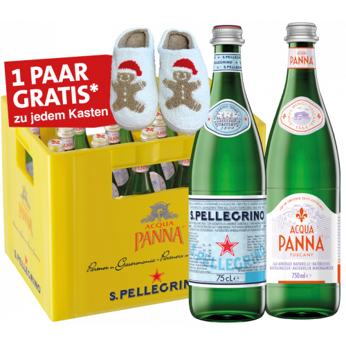 S.Pellegrino / Acqua Panna + Weihnachtspuschen zu jedem Kasten